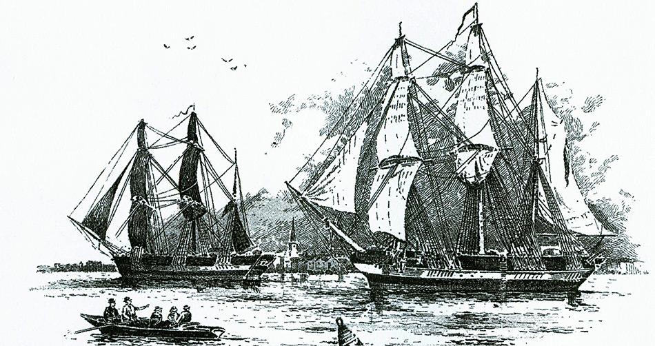 Die «HMS Erebus» und die «HMS Terror» am 19. Mai 1845 beim Verlassen von England.
